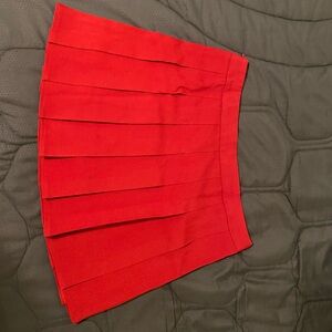 Red Pleated Women's Skirt